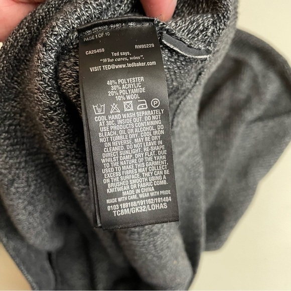 Ted Baker London Lohas Half Zip Pullover Sweater Gray Size 5 US Men’s Size XL - Picture 6 of 8